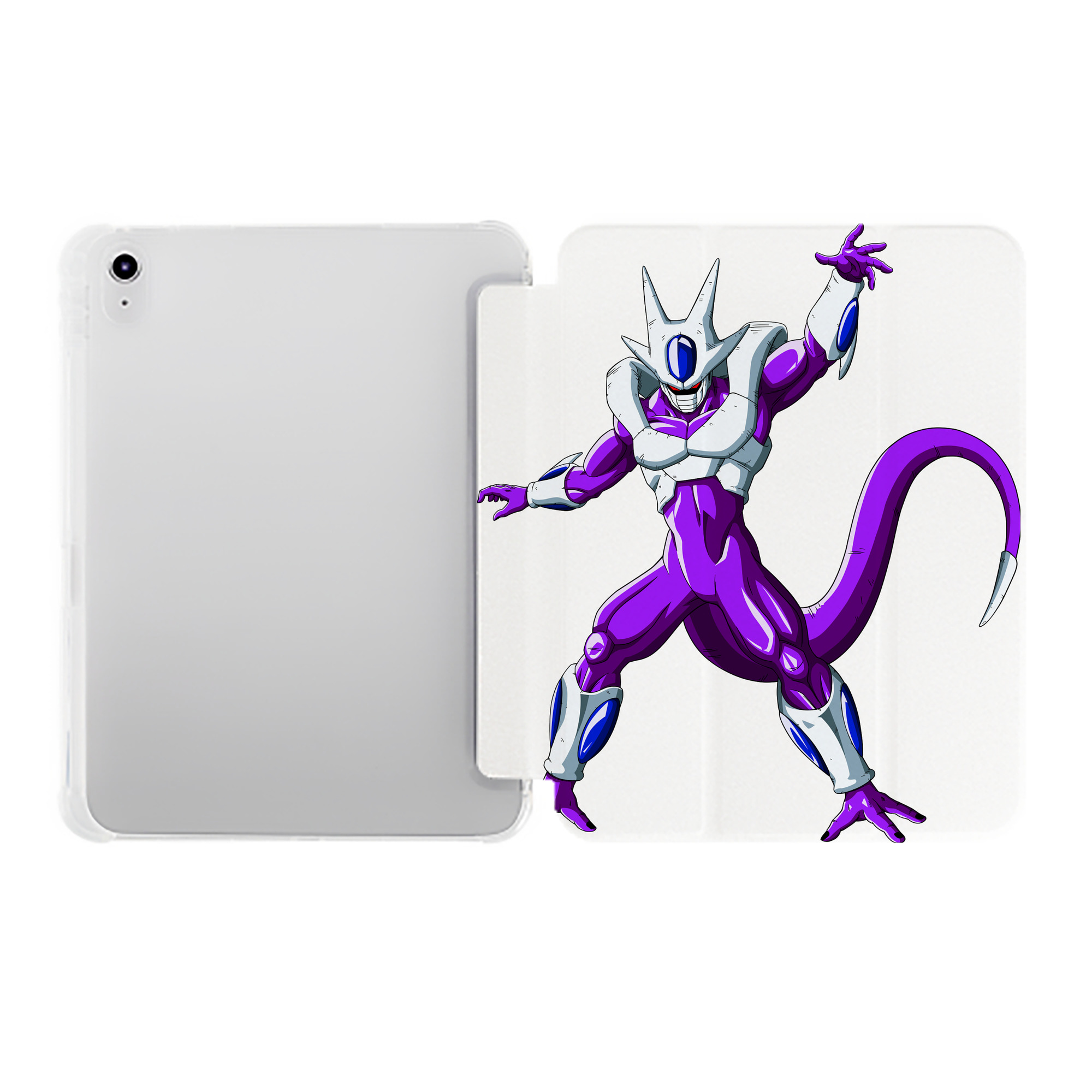 （画像用） ドラゴンボール クウラ DRAGON BALL Cooler Coora IPad ケース ペン収納付き 三つ折りスタンド PUレザー×シリコン 対応機種9.5/10.5/10.9インチ